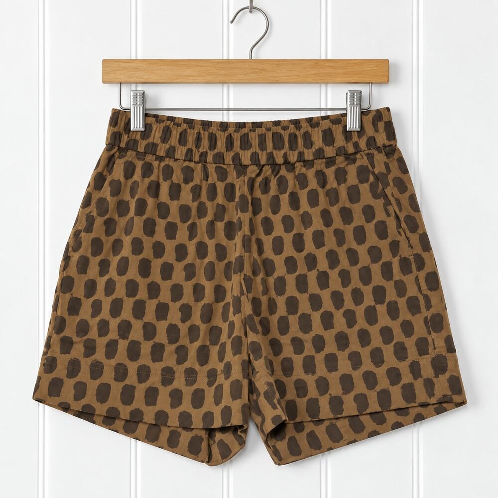 Everlane The Easy Shorts 4 Walnut Print Brown Black Organic Cotton Pull On